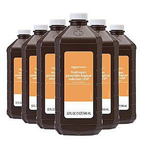Select Accounts: 6-Pack 32-Oz Amazon Basics 3% Hydrogen Peroxide First Aid Antiseptic Solution $11.12 w/ S&S + Free Shipping w/ Prime or on $35+