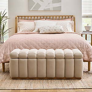 $117.60, FS, Better Homes & Gardens Lillian Channel Tufted Storage Bench, 47.24 in, Beige Velvet