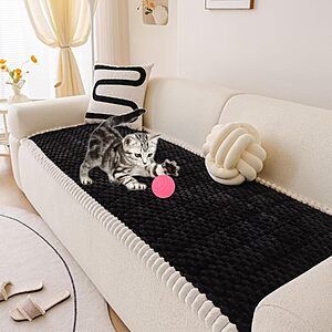 27.6" x 70.9" HANDONTIME Plush Jacquard Geometric Pet Sofa Cover w/ Non-Slip Backing (Black) $7.67 + Free Shipping w/ Prime or on $35+
