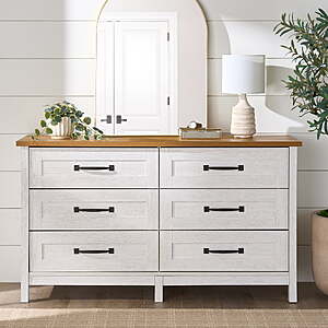 $164, FS, 2 colors, Better Homes & Gardens Modern Farmhouse 6-Drawer Dresser, 56.85 in Wide, Walmart
