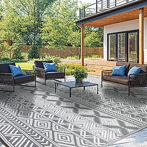 Waterproof Outdoor Rug 8x10 ft, Reversible Plastic Straw Patio Rugs $34.99 AC