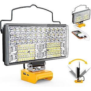 PRIME MEMBERS: LIVOWALNY 148W LED Work Light Compatible with DeWalt 20V Battery, 14800LM $15 AC