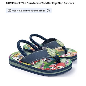 PAW Patrol: The Dino Movie Toddler Flip Flop Sandals $5.19+, sneakers $6.22