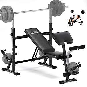 $138.98 FS Walmart by FLYBIRD Olympic Weight Bench with Rack,Multifunction Strength Training Bench With Preacher Curl & Leg Developer,Adjustable Bench Press Set for Home Gym