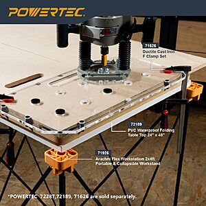 POWERTEC MFT Worktop Jig - Router Template for 3/4" Dog Holes, Includes 3/4" Straight Plunge Bit & Bushing Guide, Fits Porter-Cable Style Base Plate (71959V)Powertec MFT Jig $28.1