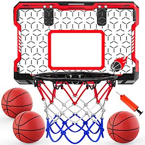 EagleStone Indoor Mini Basketball Hoop, Over The Door, 3 Balls, Steel Rim $17.99