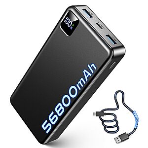 56800mAh, 22.5W Fast Charging Power Bank with LED Display $28.98