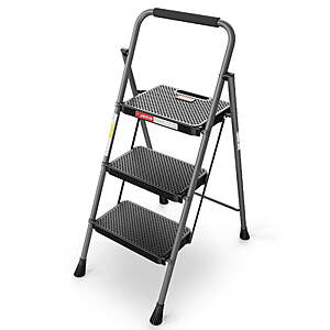 $29.99: HBTower 3 Step Folding Ladder w/ Extra-Wide Anti-Slip Pedal & Safety Grip Rail (330 lbs) at Walmart.com