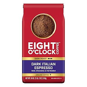 [SnS] $12.09 | 18-Oz Eight O'Clock Coffee Dark Roast Ground Coffee (Dark Italian Espresso) at Amazon