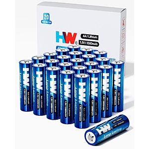 24-Pack HW 3500mAh 1.5V AA Lithium Batteries $16.49 + Free Shipping w/ Prime
