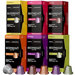 [SnS, AC] $21.44* | 6-Pack 20-Count Bestpresso Coffee Pods For Nespresso Original Machines (Variety Pack) at Amazon (17.9￠ each)