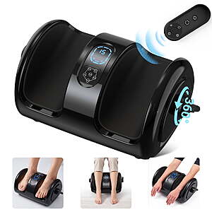 Anqdy Foot Rolling Massager Machine w/ Heated & Remote Control for Home & Office, Black $46.49