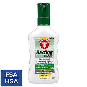 Bactine Max First Aid Pain Relief Spray with 4% Lidocaine, 5 fl oz $5.74 + $2.87 Walmart Cash