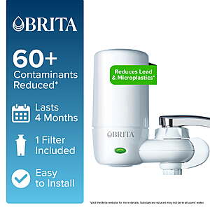 Brita Elite Advanced White, Faucet Water Filter System, 1 Replacement Filter, Reduces Lead $22.86