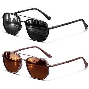 2PACK Polarized Aviator Sunglasses for Women Tangle Free Trendy Shades - $8.38