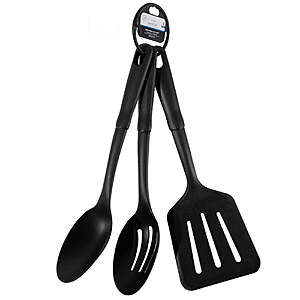 Mainstays Nylon Kitchen Utensil Set, 3 Piece, Black, Non-Stick Cookware Compatible - $1.77