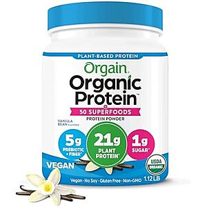 [SnS, AC] $15.36 | 1.12-Pound Orgain Organic Vegan Protein + 50 Superfoods Powder (Vanilla Bean) at Amazon