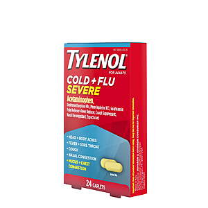 + $2 WM cash, $6.88, Tylenol Cold + Flu Severe Caplets for Multi-Symptom Relief, 24 Count.