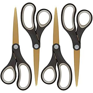 [YMMV, AC] $8.07* | 4-Pk Westcott 8" Titanium-Bonded Scissors (Black/Gold) at Amazon