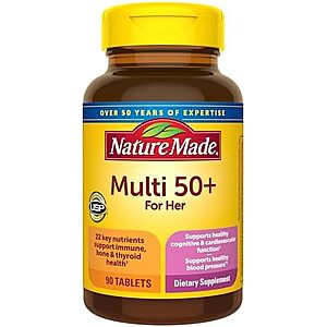 [SnS, AC] $3.81 | 90-Count Nature Made Multivitamin for Women 50+ No Iron Tablets at Amazon