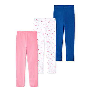 $3.86: 3 Pk Garanimals Newborn, Baby & Toddler Girl Cotton Pull-on Leggings, Sizes 0M–18M, Pink/White/Navy Blue at Walmart.com
