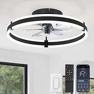 [Prime] $39.99* | 19.7" ZMISHIBO Low Profile Ceiling Fan w/ Lights & Remote (Black, 3000-6000K) at Amazon