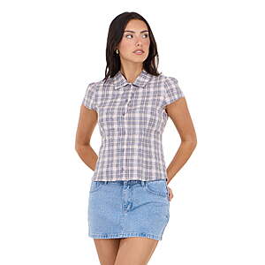 Forever 21 Women's Short Sleeve Tie-Back Poplin Shirt (Pink, XXS-L) $3 + Free S&H w/ Walmart+ or $35+
