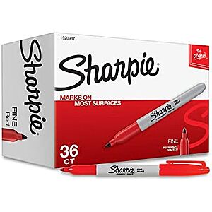 [SnS] $16.61 | 36-Count Sharpie Permanent Markers, Fine Tip, Red at Amazon