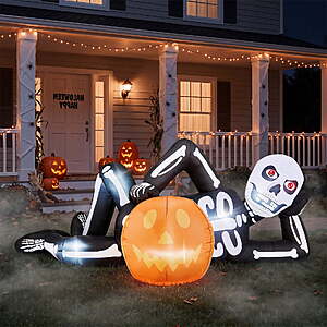 Ktaxon 7' Halloween Inflatables Skeleton w/ Pumpkin, 7 Built-In LED Lights $19.98 + Free S&H w/ Walmart+ or $35+
