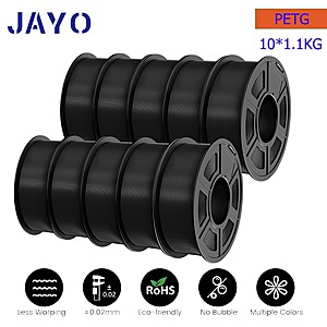 JAYO 11KG PETG 3D Printer Filament 1.75mm (10 Rolls x 1.1KG) Black or White $73 + Free S/H