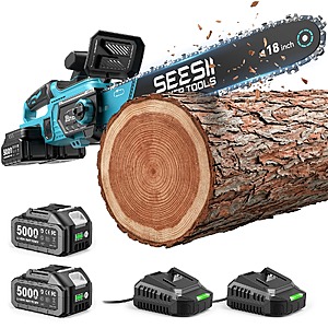 SEESII 18" Brushless Chainsaw 40V 2200W Auto Oiler 2x5.0Ah Battery, Makita 18V Compatible $103 + Free Shipping $102.79