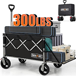 Overmont Folding Wagon with Tailgate 300 lb Collapsible Cart 49.2 in Bed $59.99 + Free Shipping
