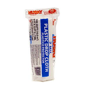 $2.24/1 $5.14/3 WALMART Husky 0.7 Mil Clear Plastic Drop Cloth, 9' Width x 12' Length