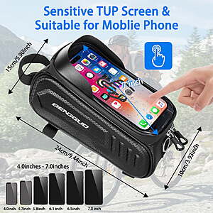 $13.97 FS WALMART+ by Baustia: Bike Bags for Bicycles,Bike Phone Front Frame Bag,Waterproof Bicycle Phone Mount Top Tube Cycling Frame Bag