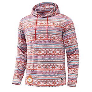 Men's Golf Hoodies Fleece Athletic Hooded Sweatshirt White Red Stripes, 2 Pockets, Lightweight $19.99