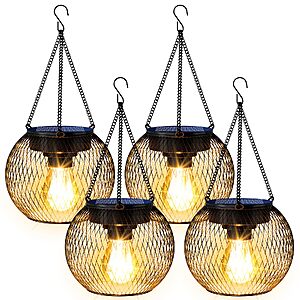 Amazon – 4-Pack Solar Hanging Lanterns - $24.99 w/ Code