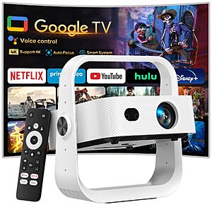 Pignynt Projector Built-in Google TV/APPs 4K AI Auto Focus, Voice Control $89.89