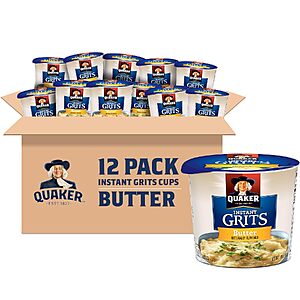 12-Pack 1.48-Oz Quaker Instant Grits Cups (Butter) $9.12 w/ S&S + Free Shipping w/ Prime or on $35+