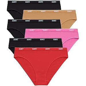 $16.30 | 6-Pack Hanes Women's Moves Underwear, 360° Flex Stretch Panties at Amazon