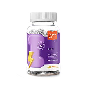 60-Count Chapter Six 10mg Iron Dietary Supplement Gummies (Grape Flavor) $3.00 w/ Prime s/h AC
