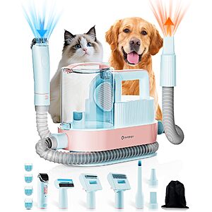 PETGUGU 11-in-1 Dog Grooming Vacuum & Dryer for Shedding/Grooming/Trimming Vacuum 13000Pa Suction 2.5L - $64.99 AC