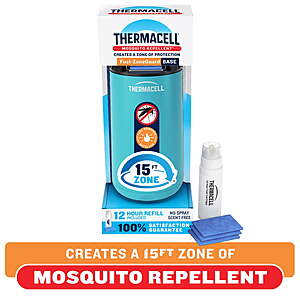 Thermacell Fuel-ZoneGuard Base Fuel Powered Mosquito Repeller with 12-Hr Refill; Glacial Blue Or Graphite $15