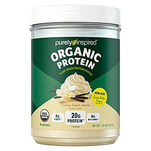 Purely Inspired Organic Plant Protein Powder, French Vanilla, 22g Protein, 1.35lb 19 servings - $17.97