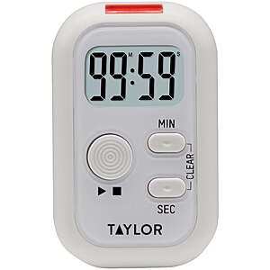 Taylor Digital Timer with Light, Sound, and Vibration White $5.75 + Free S&H w/ Walmart+ or $35+