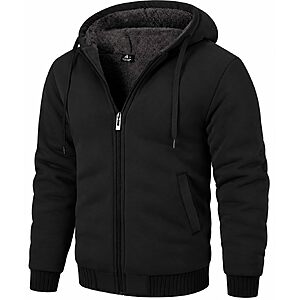 ZITY Men's Zip Up Hoodie Heavyweight Winter Sweatshirt Fleece Sherpa Lined Warm Jacket - $19.99 AC