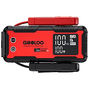 GOOLOO GT6000 Jump Starter 6000A 12V with 100W Bi-Directional Fast Charge - $98.59 AC