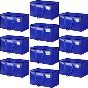 93L Large Moving Bags (Blue, 10 Pack) - $23.99 After coupon