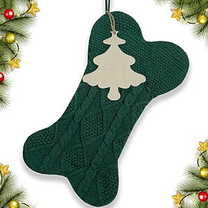 Personalized Large 18 inch Dog Bone Shape Stocking, Dual-Layer Lining and Double Side Knit Xmas Stockings for Dogs Pets Decorations $4.95