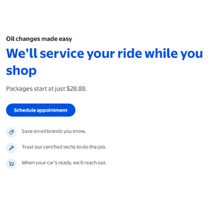 Walmart Auto Care Center: Pit Crew Oil Change Service (5qts conventional + oil filter) - $28.88