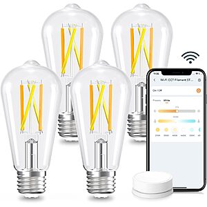 4-Count Linkind ST19 Dimmable Tunable White Smart LED Edison E26 Bulbs w/ Remote (60W Equivalent) $16.99 + Free Shipping w/ Prime or on $35+